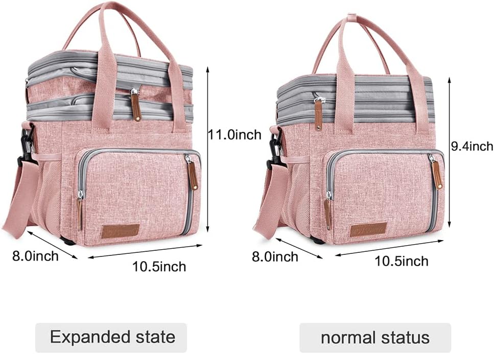Lunch Bag Women Insulated Lunch Box for Work, Purple Expandable Large Lunch Bags, Leakproof Double Deck Lunch Box Cooler Bag（Purple） - PuriLite