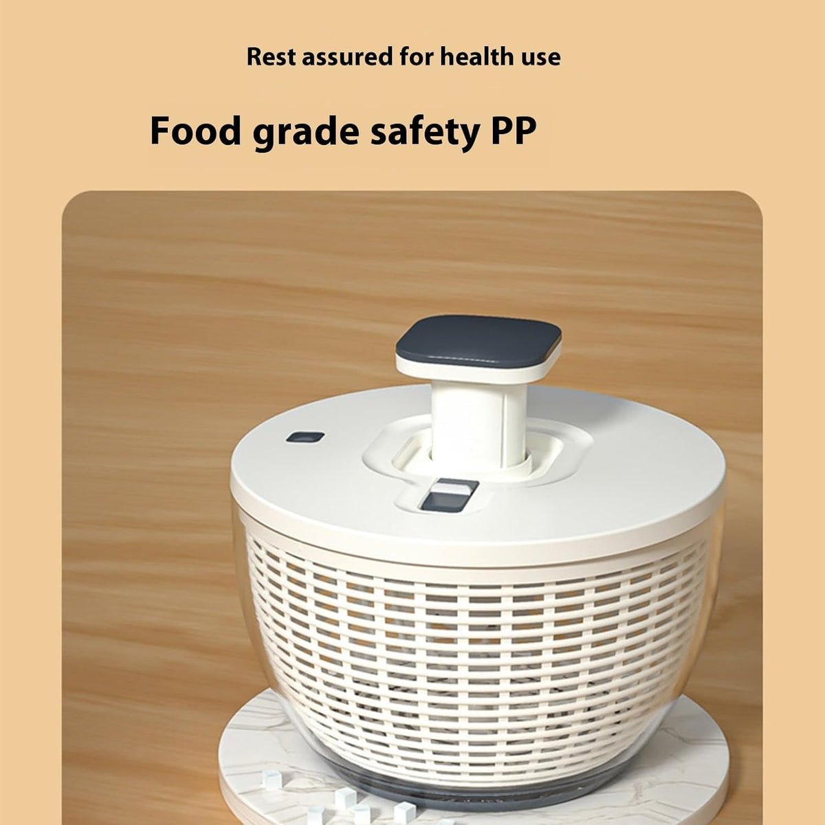 Manual Hand Powered Salad Spinner with Storage Lid and Colander Bowl Vegetable Dehydrator with Drain Basket - PuriLite