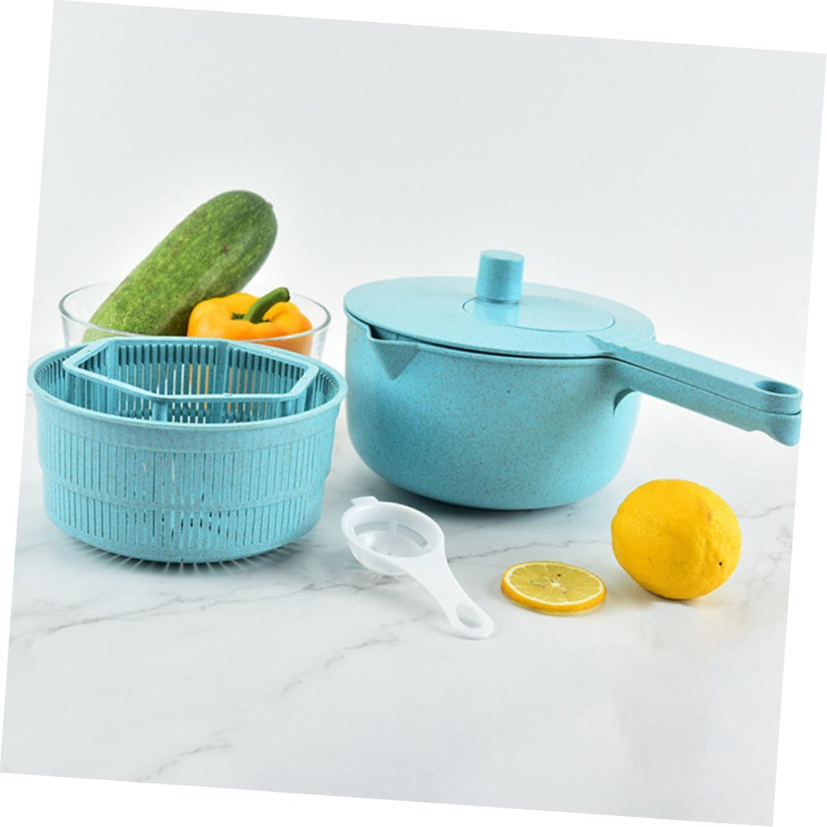 COLLBATH Manual Salad Spinner for Quick Drying Versatile Utensil Storage and Drain Basket for Veggies - PuriLite