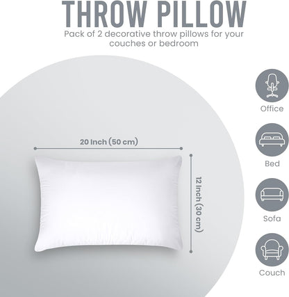 Utopia Bedding Throw Pillows Insert (Pack of 2, White) - 20 x 20 Inches Bed and Couch Pillows - Indoor Decorative Pillow - PuriLite