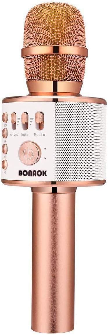 BONAOK Wireless Bluetooth Karaoke Microphone,3-in-1 Portable Instrument Wireless Microphone Mic Speaker Machine Home Party Birthday for All Smartphones（Black） - PuriLite