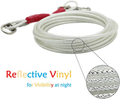 Petest 25ft Reflective Tie-Out Cable for Small Dogs Up to 35 Pounds - PuriLite