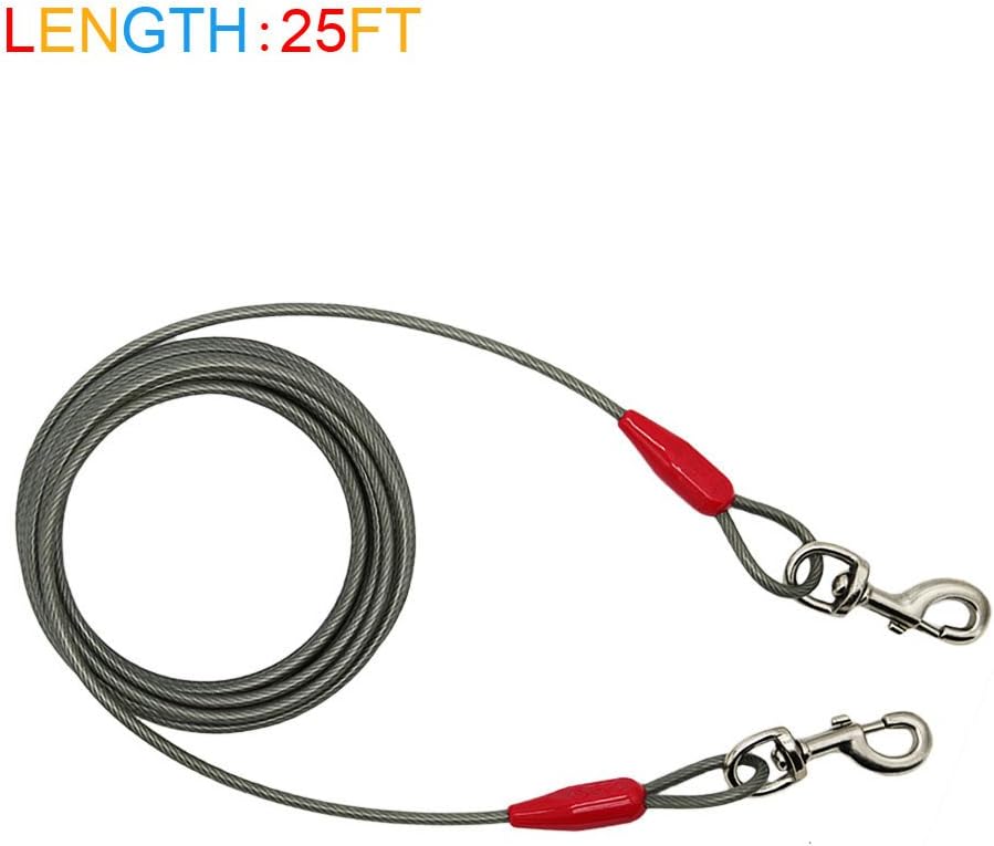 Petest 25ft Reflective Tie-Out Cable for Small Dogs Up to 35 Pounds - PuriLite