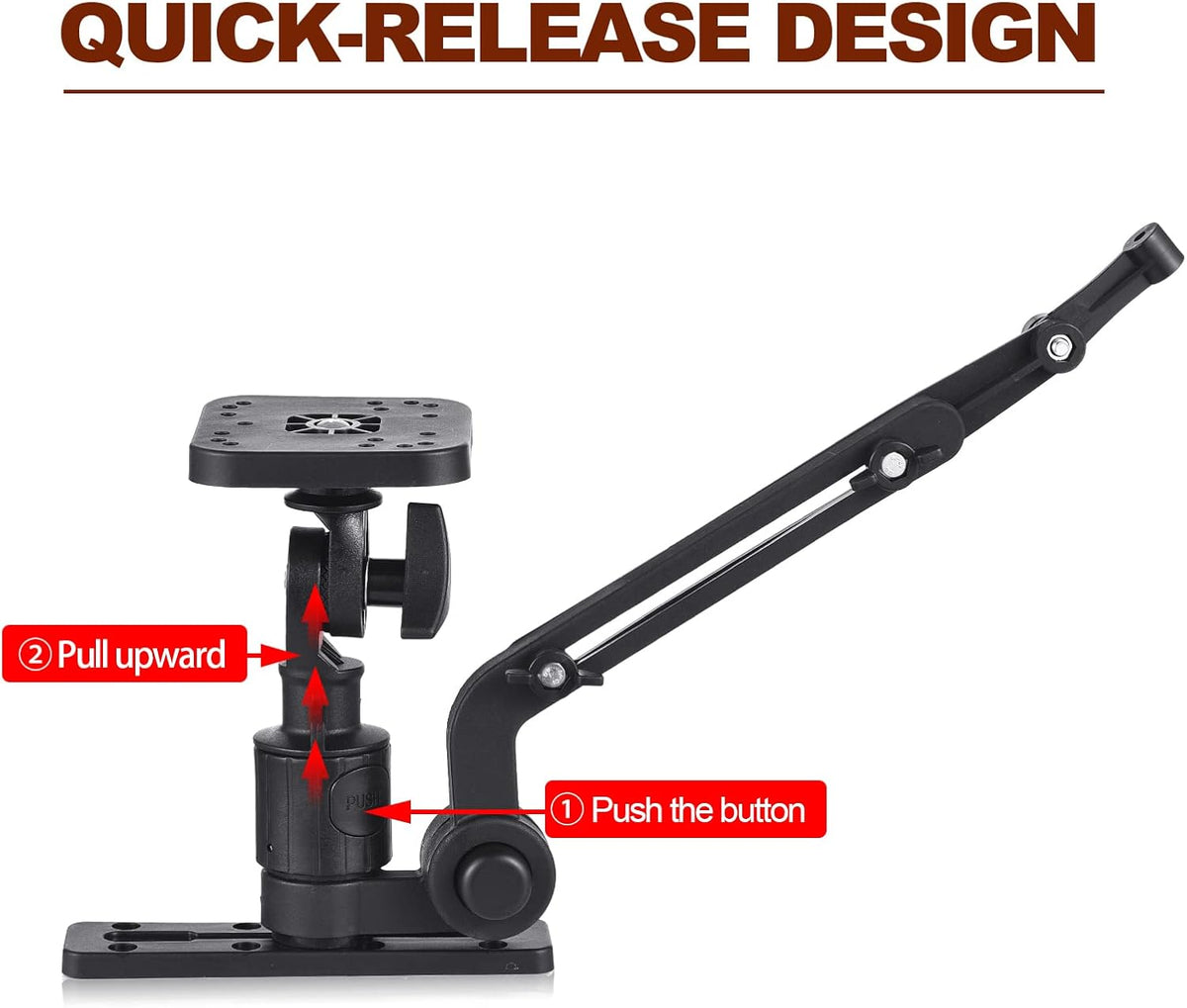 HUNYA Kayak Fish Finder Mounting Plate Kayak Boat Transducer Mounting Arm Fish Finder Mount Base Adapter - PuriLite