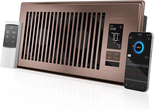 Register Booster Fan | Smart HVAC Floor Vent Booster Fan with Thermostat Control, Bluetooth App, Remote Control, Quiet 10-Speed Air Vent Booster for 4 x 10 Inch & 4 x 12 Inch Register Openings