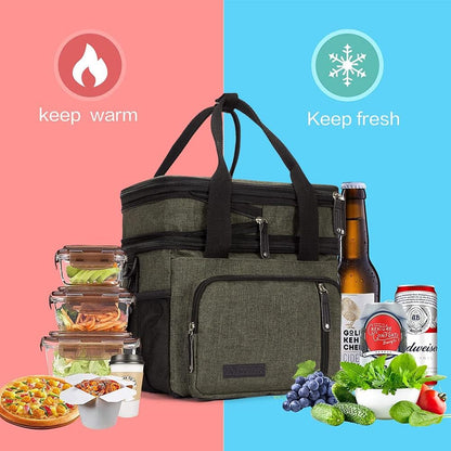 Lunch Bag Women Insulated Lunch Box for Work, Purple Expandable Large Lunch Bags, Leakproof Double Deck Lunch Box Cooler Bag（Purple） - PuriLite