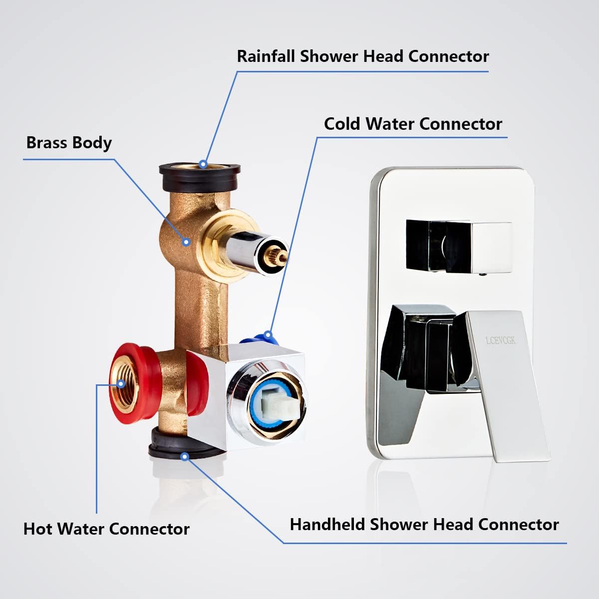 LCEVCGK Shower Faucet Set Complete Matte Black Shower System with 8 inch Square Rainfall Shower Head 3-Function Handheld Shower Waterfall Bathtub Spout Rain Shower Combo Set Bathroom Wall Mounted - PuriLite
