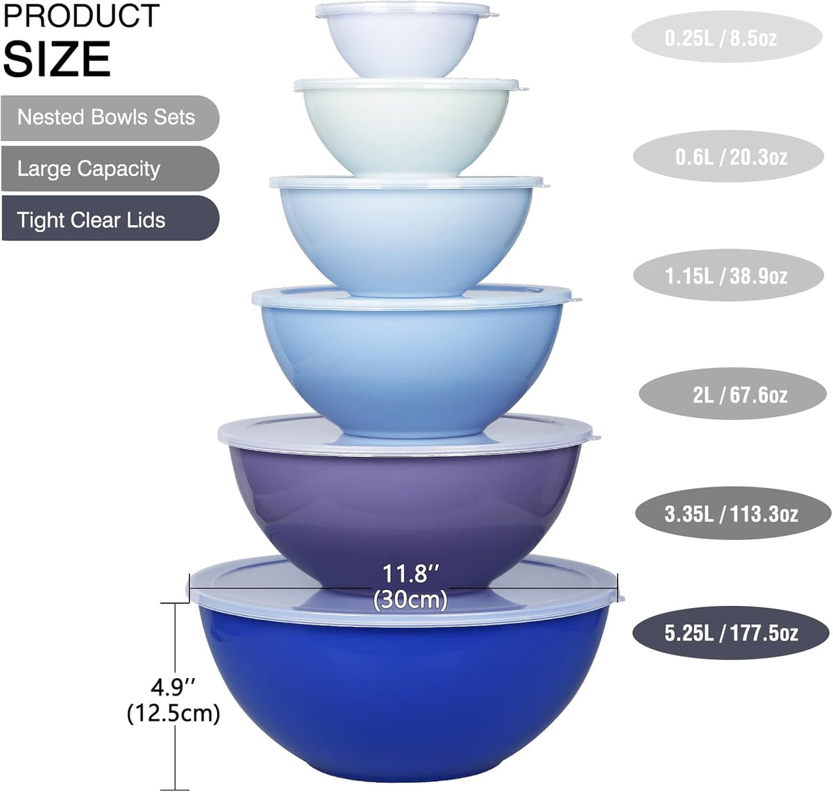 Purilite Select Plastic Mixing Bowl Set - PuriLite