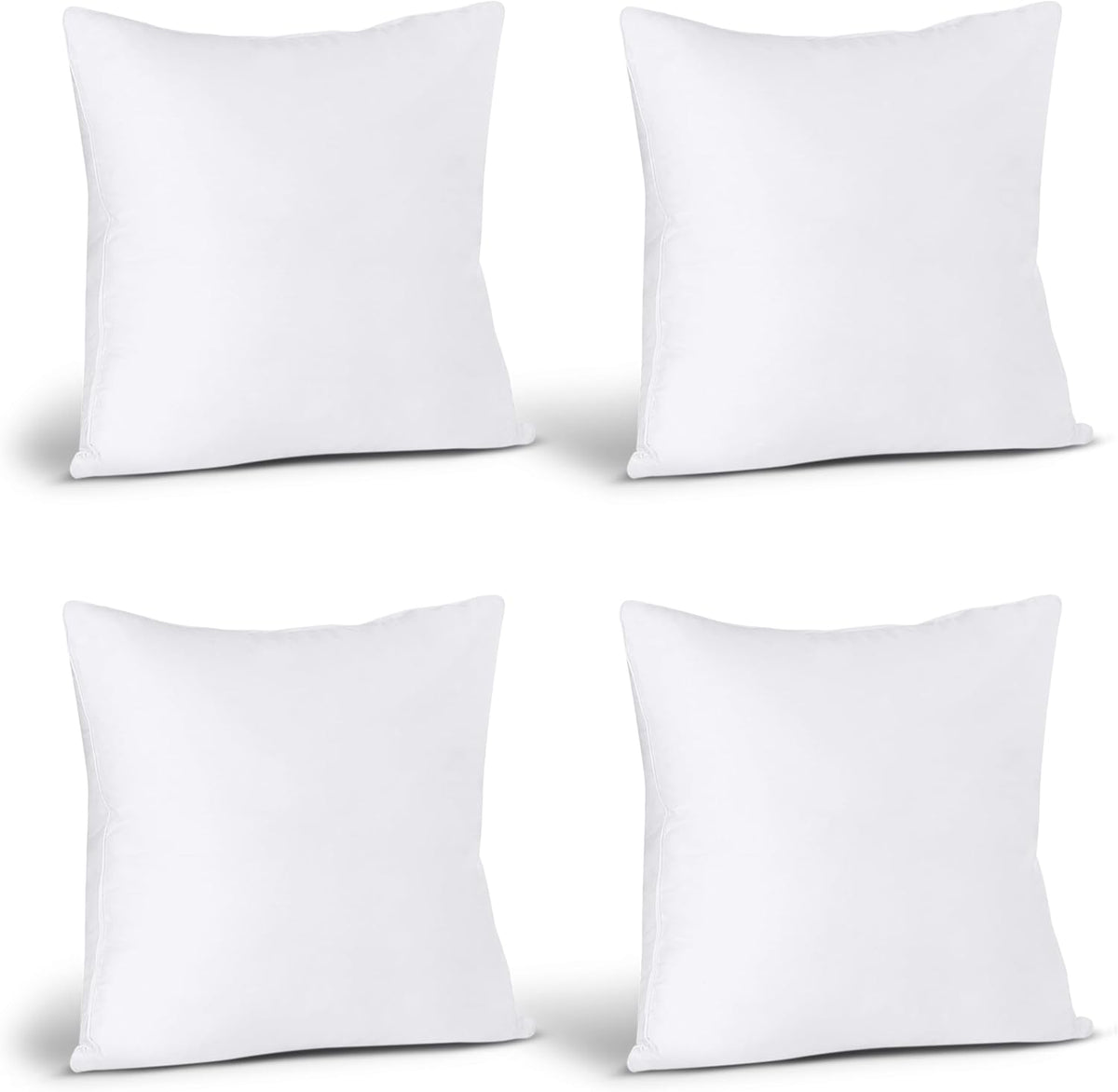 Utopia Bedding Throw Pillows (Set of 4, White), 18 x 18 Inches Pillows for Sofa, Bed and Couch Decorative Stuffer Pillow - PuriLite