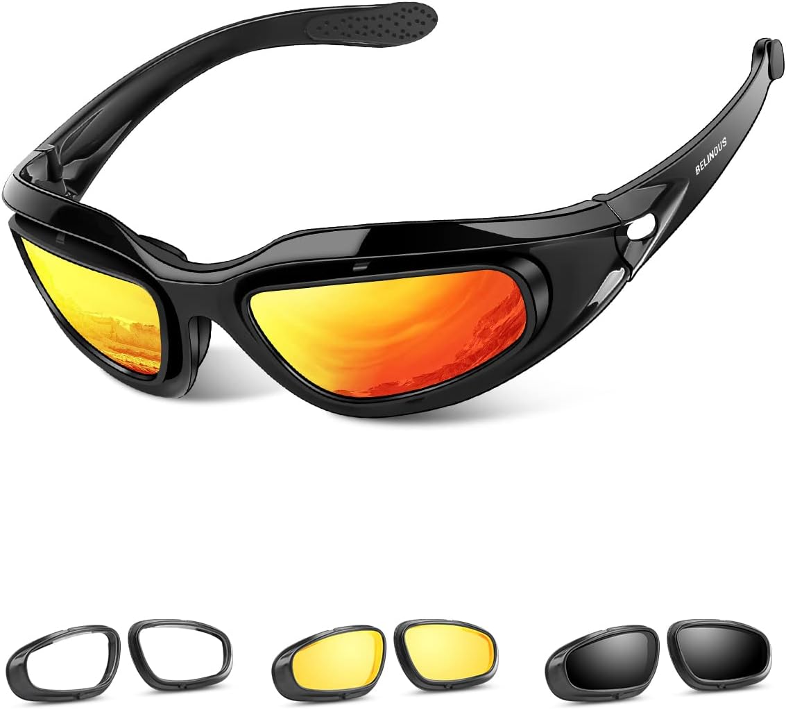 BELINOUS Polarized Motorcycle Riding Glasses Goggles for Men - PuriLite