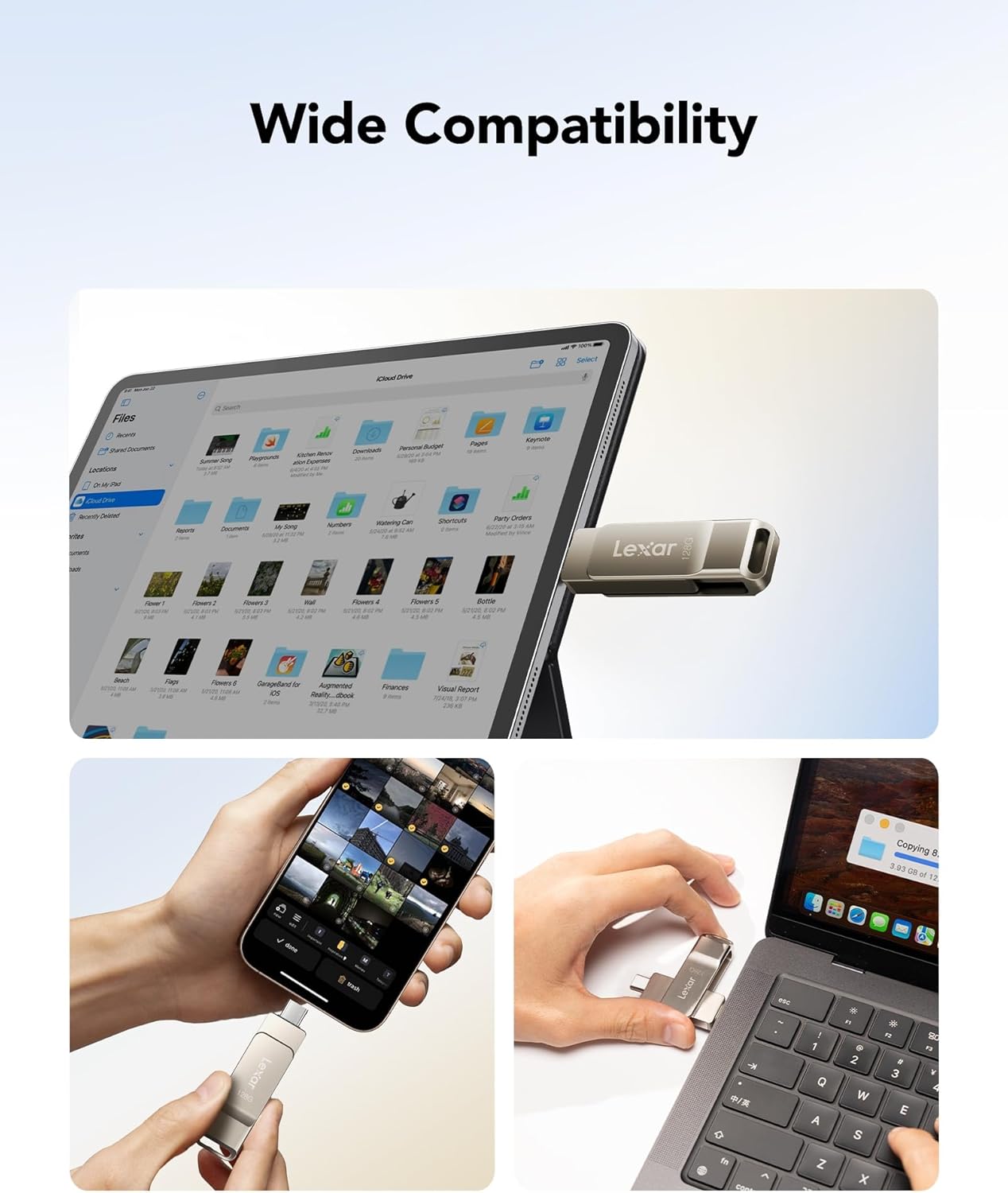 Lexar D40E 128GB Dual USB 3.2 Gen 1 Type-C Jump Drive, USB-C Flash Metal Housing Swivel Design Thumb Drive (Champagne Silver)