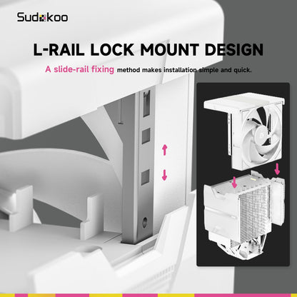 Sudokoo SK700V White AM5 CPU Cooler : 7 Heatpipes CPU Air Cooler with Digital Display for AM5 Exclusive - Single Tower PC Cooling with 120mm FDB PWM Quiet Fan & L-Rail Lock Mount - PuriLite