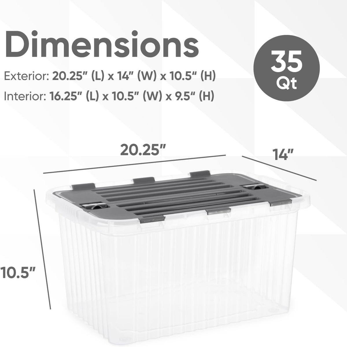 Superio Storage Bins with Lids- 3 Pack, 1.85 Qt Clear Boxes for Organizing, Stackable Plastic Containers- BPA Free, Non-Toxic, Odor Free, Organizer for Home, Office, Dorm - PuriLite