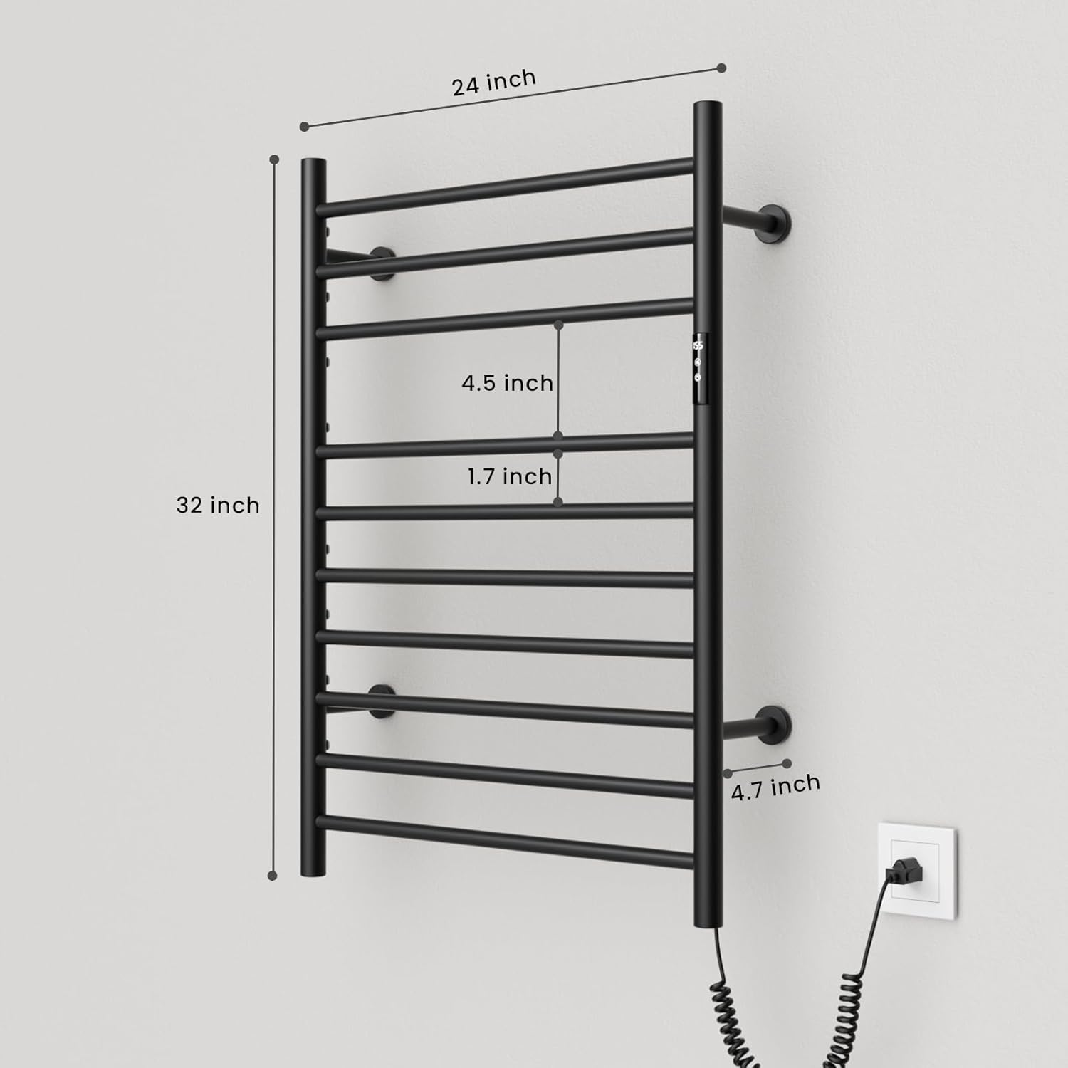 POPFLY Heated Towel Rack, Wall Mounted Electric Hot Towel Warmer, 4-Bar 304 Stainless Steel Small Heated Towel Warmer Rack for Bathroom with Timer and Temperature Control, Brushed - PuriLite