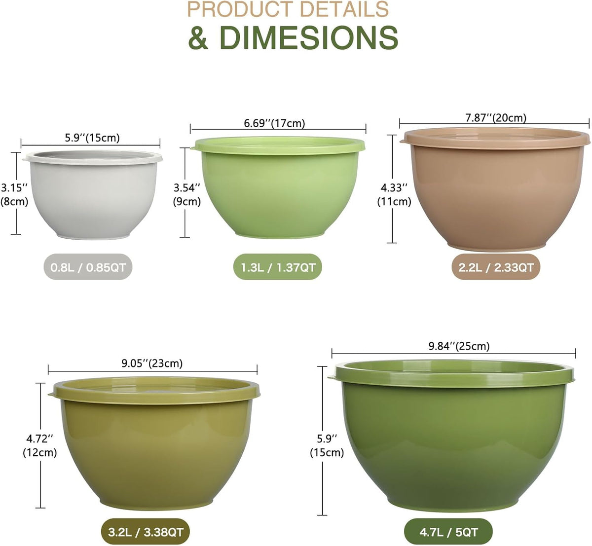 Purilite Select Plastic Mixing Bowl Set - PuriLite