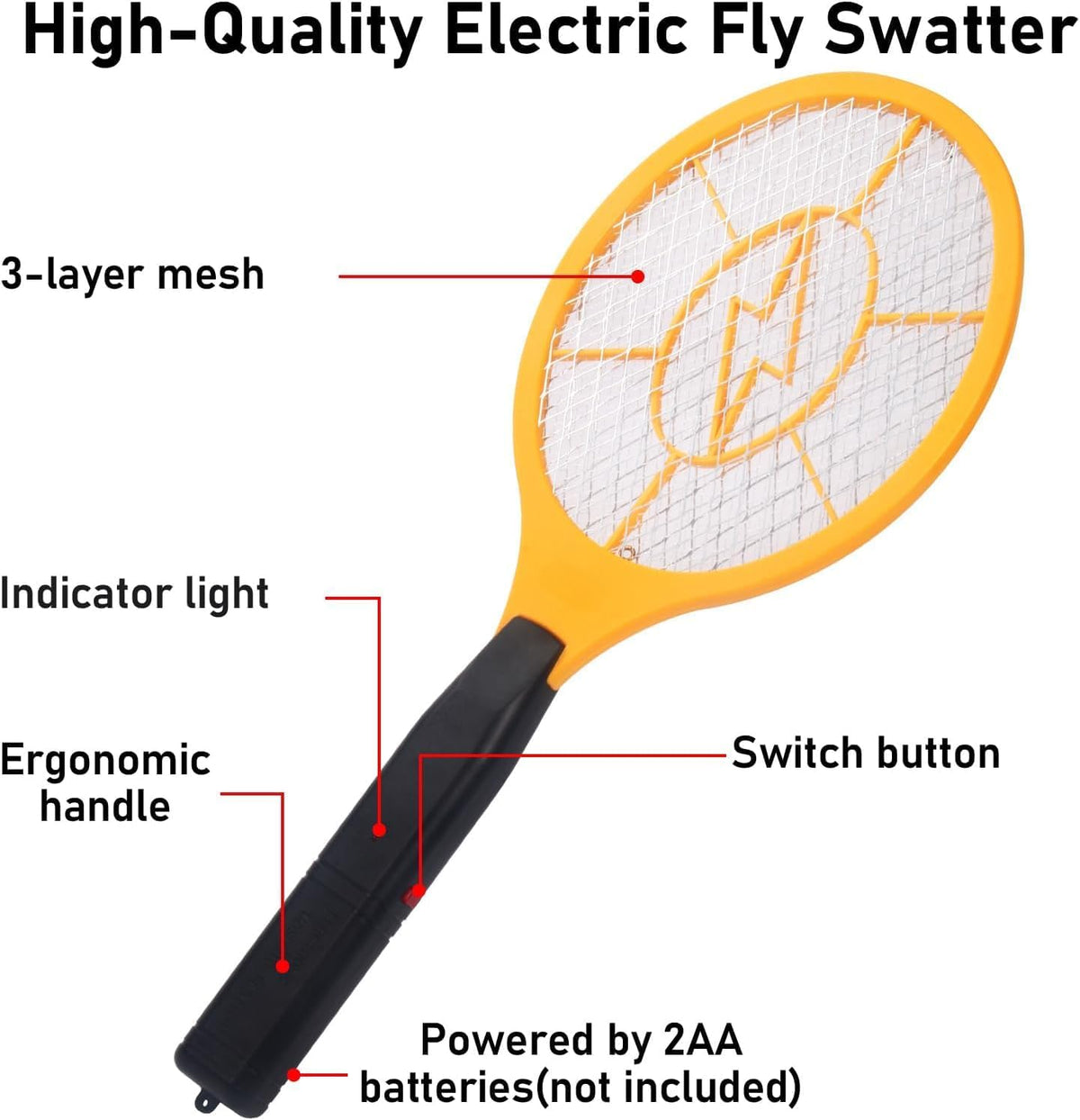 2 Pack Bug Zapper Electric Fly Swatter Zapper - Indoor Outdoor Zapping Racket for Pest Control - Safe to Touch with 3-Layer Safety Mesh - PuriLite