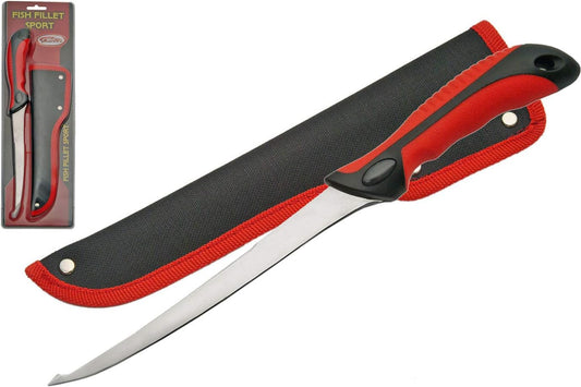 SZCO Supplies 21" Fish Fillet Sport Filllet Knife For Fishing, Cooking, With Rubberized Handle-Double Edged Fillet Knife With Nylon Sheath For Fishermen And Professional Chefs, Gift Knife For Anglers - PuriLite