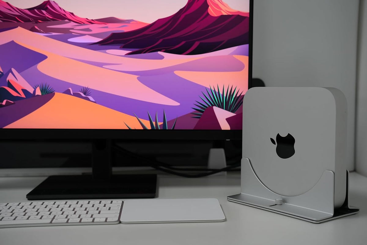 Adjustable Aluminum Vertical Stand for Mac Mini & Mini PC – Space-Saving Desktop Holder with Adjustable Slot 10–52mm, Cooling Design - PuriLite