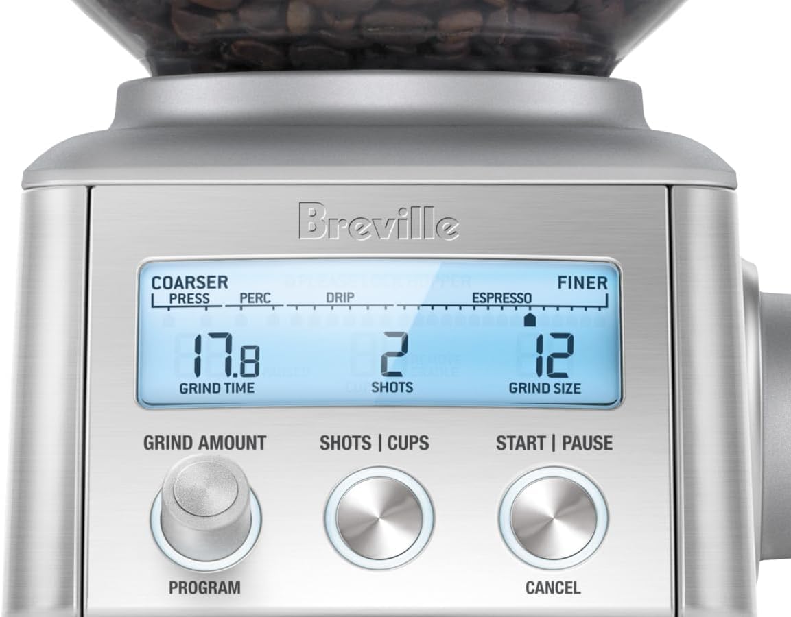 Breville BCG820BSS Smart Grinder Pro Coffee Bean Grinder, Brushed Stainless Steel - PuriLite