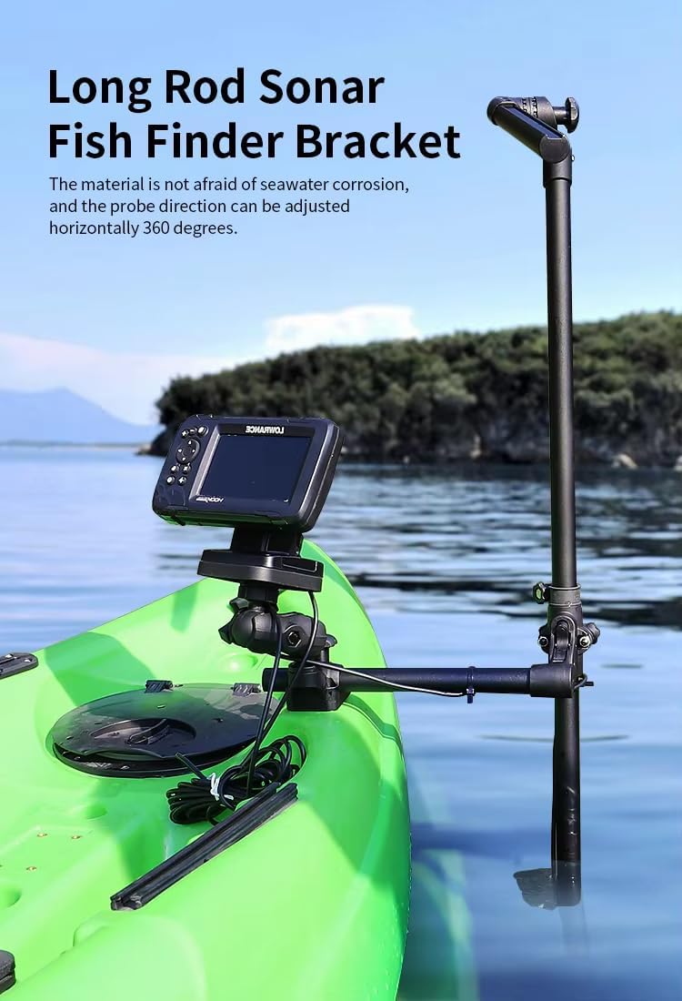 Strg Transducer Bracket with Fish Finder Mount for Kayak/Boat, Livescope Fish Finder Transducer Mount for Garmin/Lowrance, Compatible with RAM Mounts C Size/1.5'' Double Socket Arm (Foldable) - PuriLite