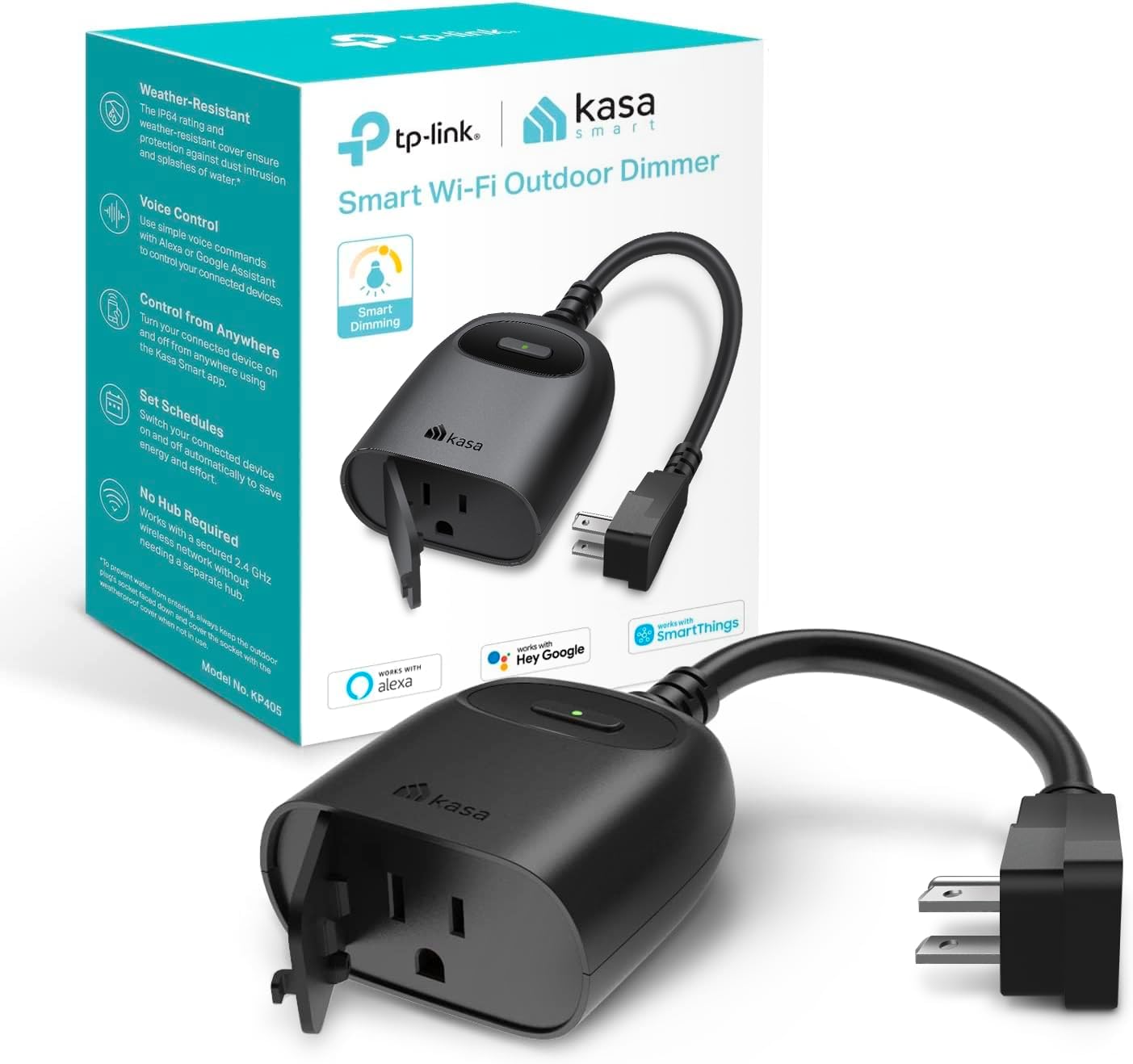 Kasa Smart Plug Mini by TP-Link (HS103P2) - Smart Home WiFi Outlet Works with Alexa, Echo and Google Home, No Hub Required, Remote Control, 2.4GHz WiFi Required, 15 Amp, UL Certified, 2-Pack, White - PuriLite