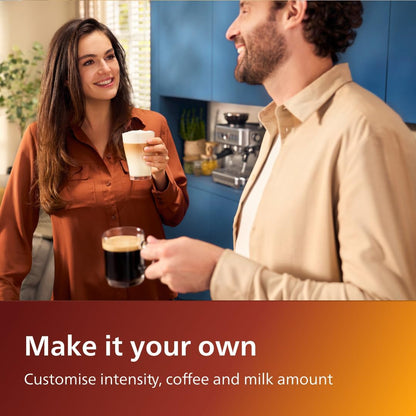 PHILIPS 5500 Series Fully Automatic Espresso Machine - LatteGo Milk System, 20 Coffee Varieties, Intuitive Touch Display, SilentBrew, 100% Ceramic Grinder, AquaClean Filter, Grey Chromed (EP5544/90) - PuriLite