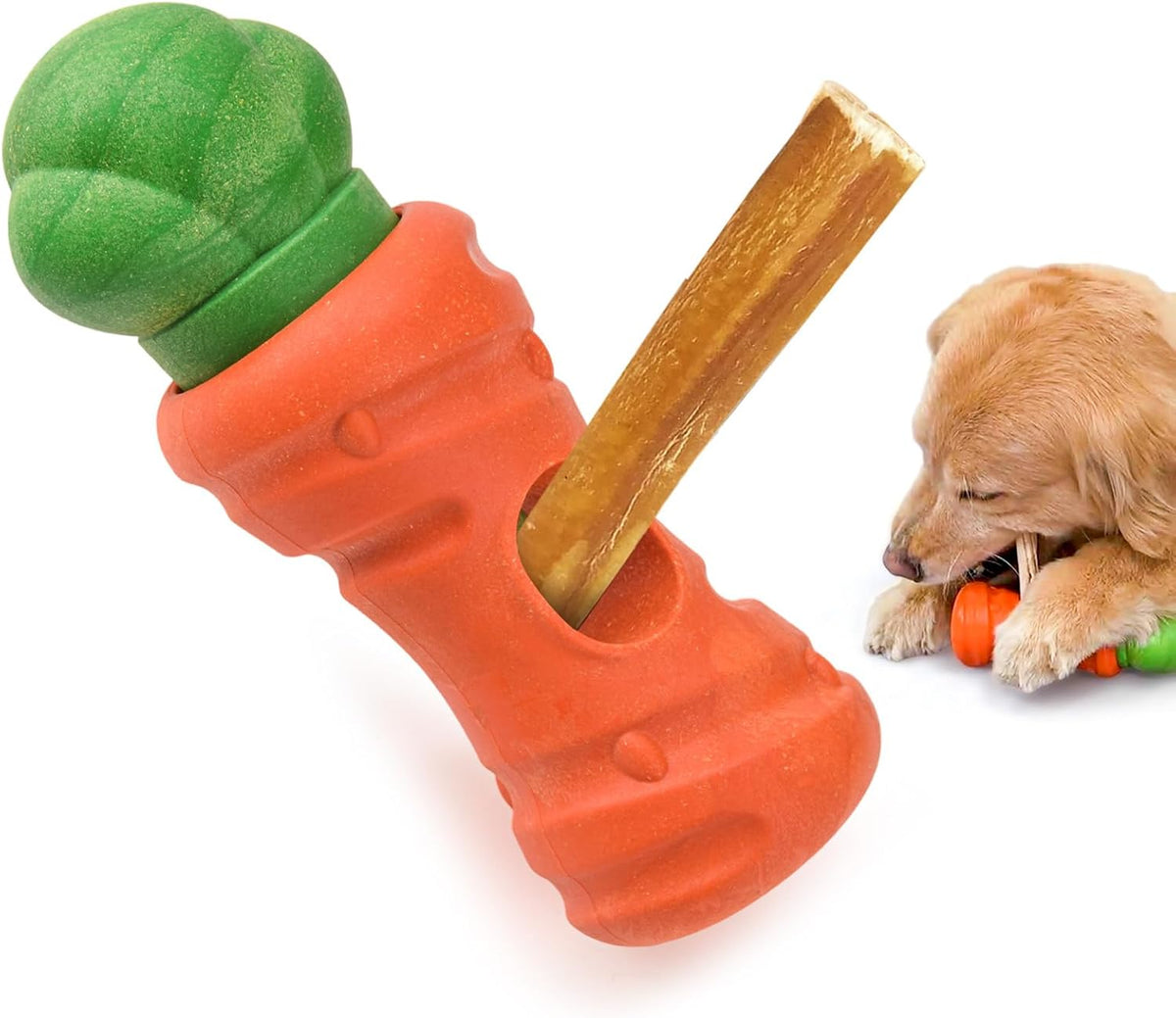LIFLIX Cute Carrot Bully Stick Holder for Medium Large Breeds, Heavy Duty Dog Chew Holder, Safety Device to Prevent Choking - PuriLite