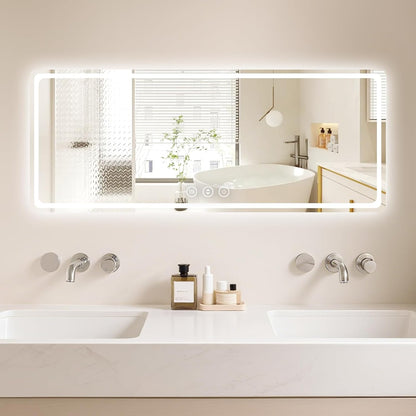 Lmsedf 24" x 32"Rectangle LED Bathroom Mirror with Lights, Backlit & Front Lighted, Wall-Mounted Vanity Mirror 3000K/4000K/6000K, Memory Functions, Anti-Fog, Dimmable Smart Mirror - PuriLite