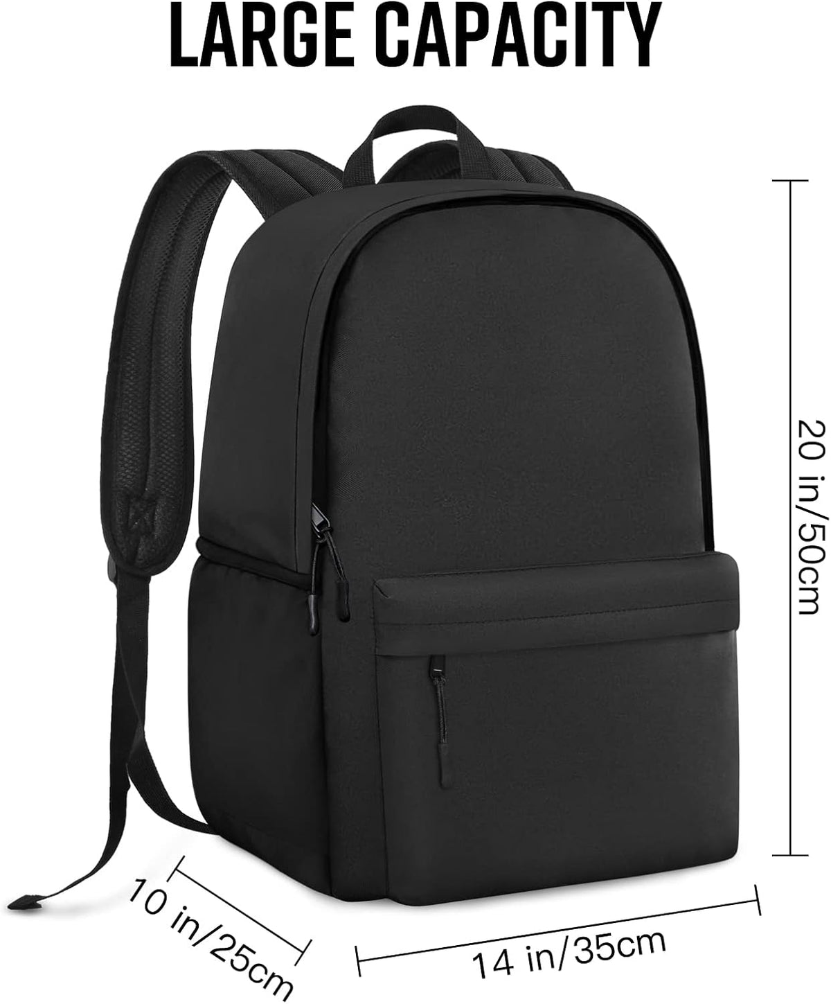 School Backpack Classic Basic Backpack Lightweight Bookbag for College Middle School Travel Work for Girls Boys - PuriLite