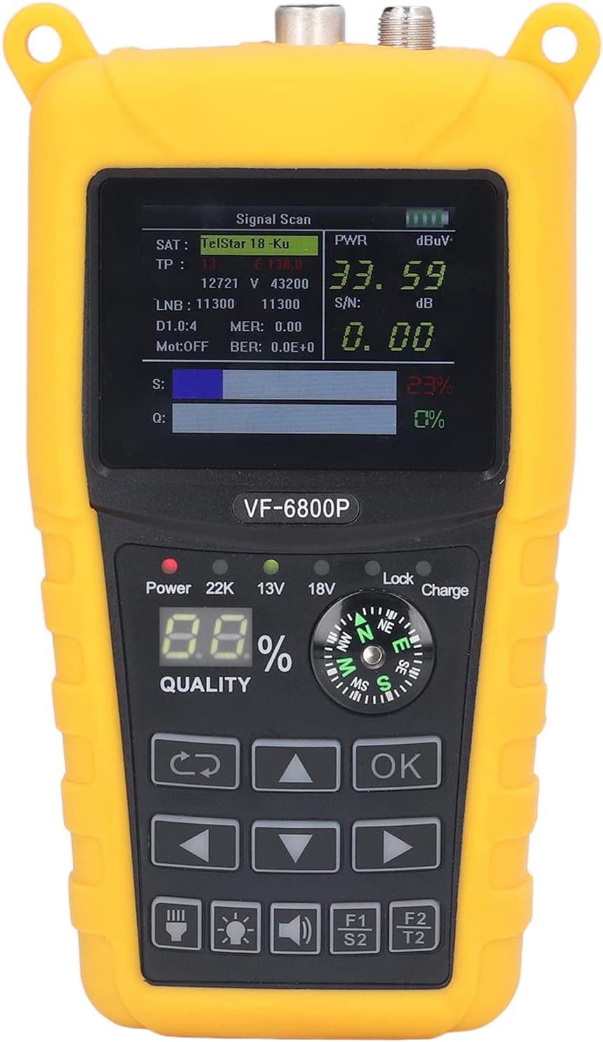 Satellite Finder, Portable Satellite Finder 2.4inch TFT LCD Professional HD Digital Satellite Finder Meter for Testing Strength, SNR, MER and More (US Plug) - PuriLite