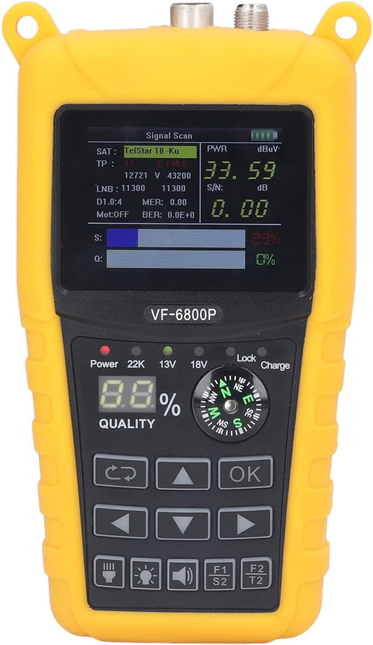Satellite Finder, Portable Satellite Finder 2.4inch TFT LCD Professional HD Digital Satellite Finder Meter for Testing Strength, SNR, MER and More (US Plug) - PuriLite