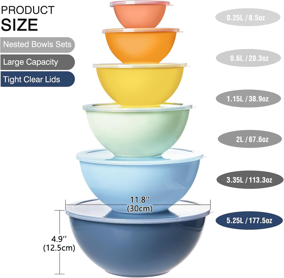 Purilite Select Plastic Mixing Bowl Set - PuriLite