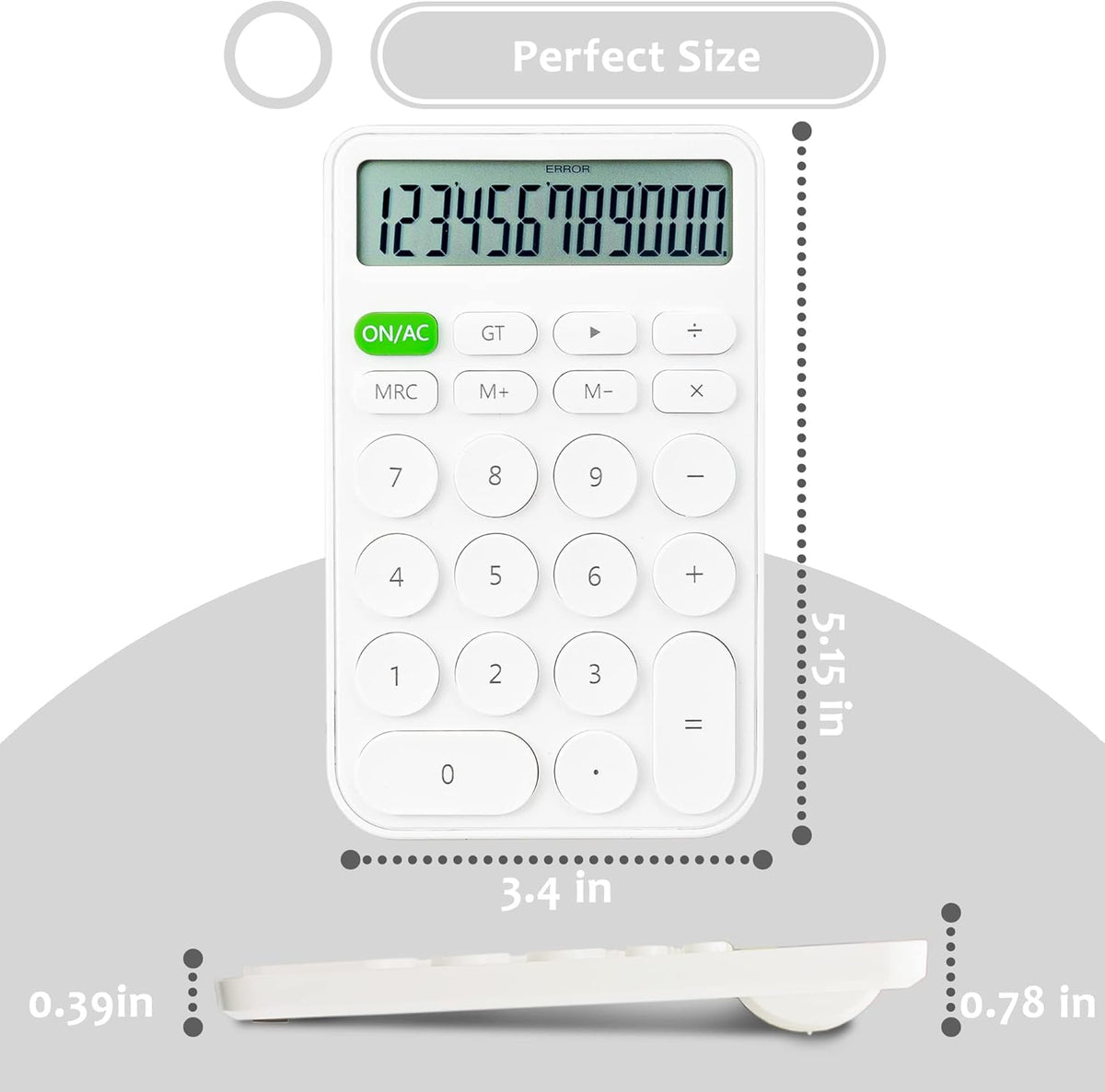 VEWINGL Mechanical Switch Calculator, 12 Digit Large LCD Display and Buttons, Great for Everyday Life and Basic Office Work, with Battery - PuriLite