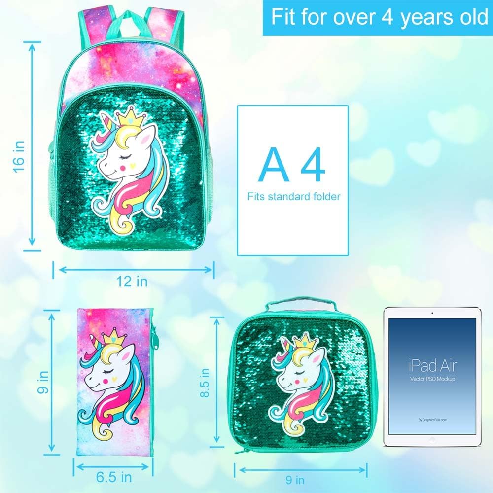 3pcs Backpack for Boys and Girls, 16” Kids Kindergarten Bookbag with Lunch Box, Cute Elementary Backpacks for Boy Girl - PuriLite