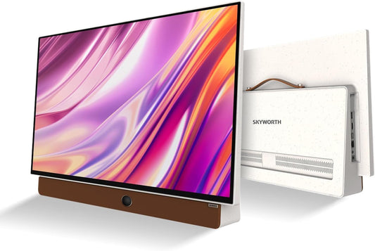 Skyworth 24-Inch Portable Smart Display with Google TV, 3-Hour Battery Life 24P100 Companion Series 1080P FHD, HDR10, Dolby Audio, LED, Bluetooth Remote, Built-in Chromecast and Google Assistant - PuriLite