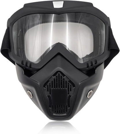 povtii Motorcycle Goggles, Windproof Dirt Bike Helmet Riding Goggles with Removable Face Mask, Motorcycle Accessories - PuriLite