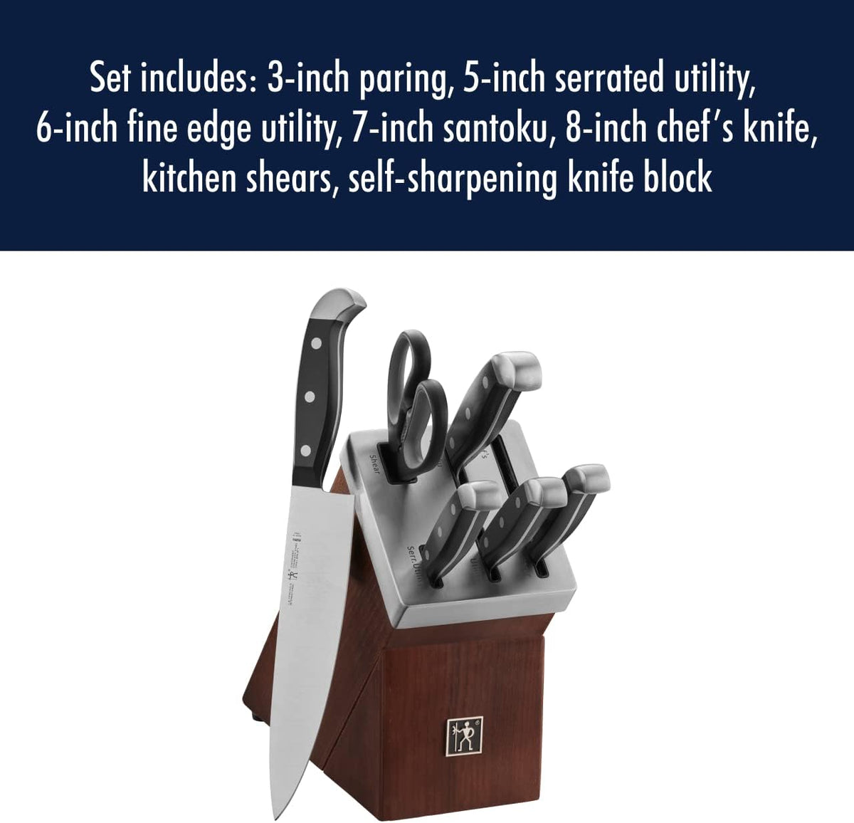 HENCKELS Statement 15Piece White-Handled Knife Block Set with Shears, Sharpening Steel - Dishwasher Safe, Ergonomic Handle - PuriLite