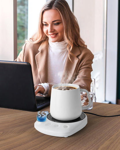 MYMULIKE Mug Warmer, Coffee Mug Warmer for Desk with 4 Temperature Settings (55℃/65℃/75℃/85℃), Coffee Warmer with Auto Shut Off, 1-12 Hour Timer, Desk Accessories for Office/Home - PuriLite