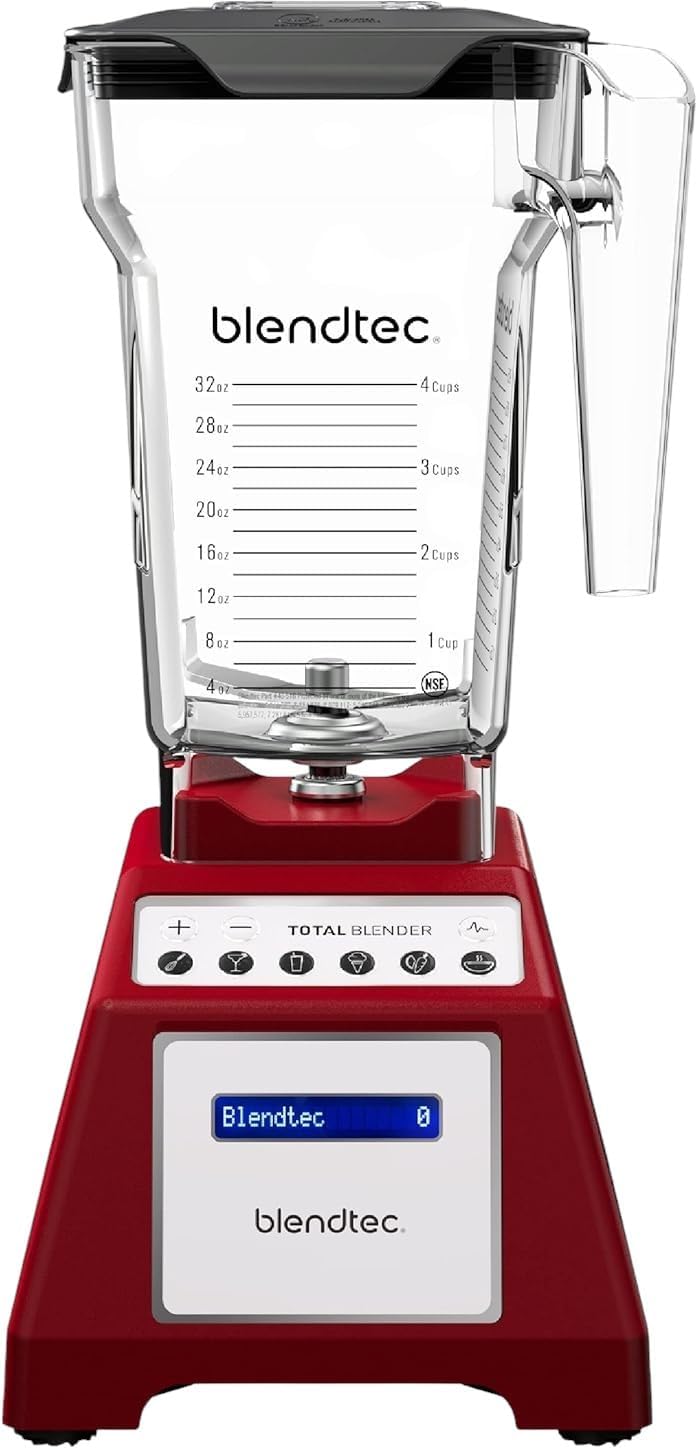 Blendtec Total Classic Original Blender and 75 oz FourSide Blender Jar - Kitchen Blender Bundle - Red - PuriLite