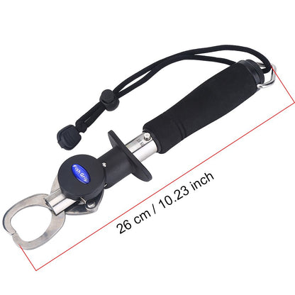 Fishing Gripper Fish Lip Grip Fish Grabber Fish Holder with 1M Tape Measure 15KG Weighting Scale Fishing Tackle Tool with Weight Scale - PuriLite