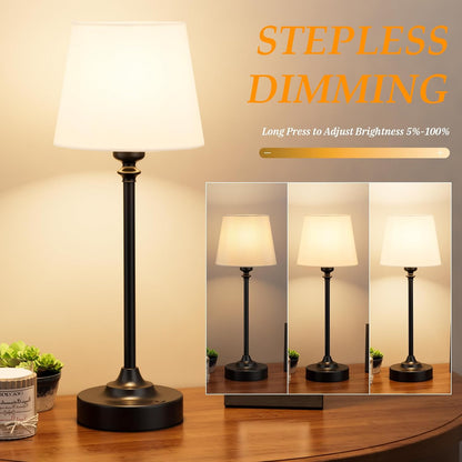 Rechargeable Cordless Table Lamp: 3000k Stepless Dimming, 1 Pack Brass 4000mAh Battery Operated Wireless Touch Lamp for Dining Table, Counter, Living Room, Bedroom - PuriLite
