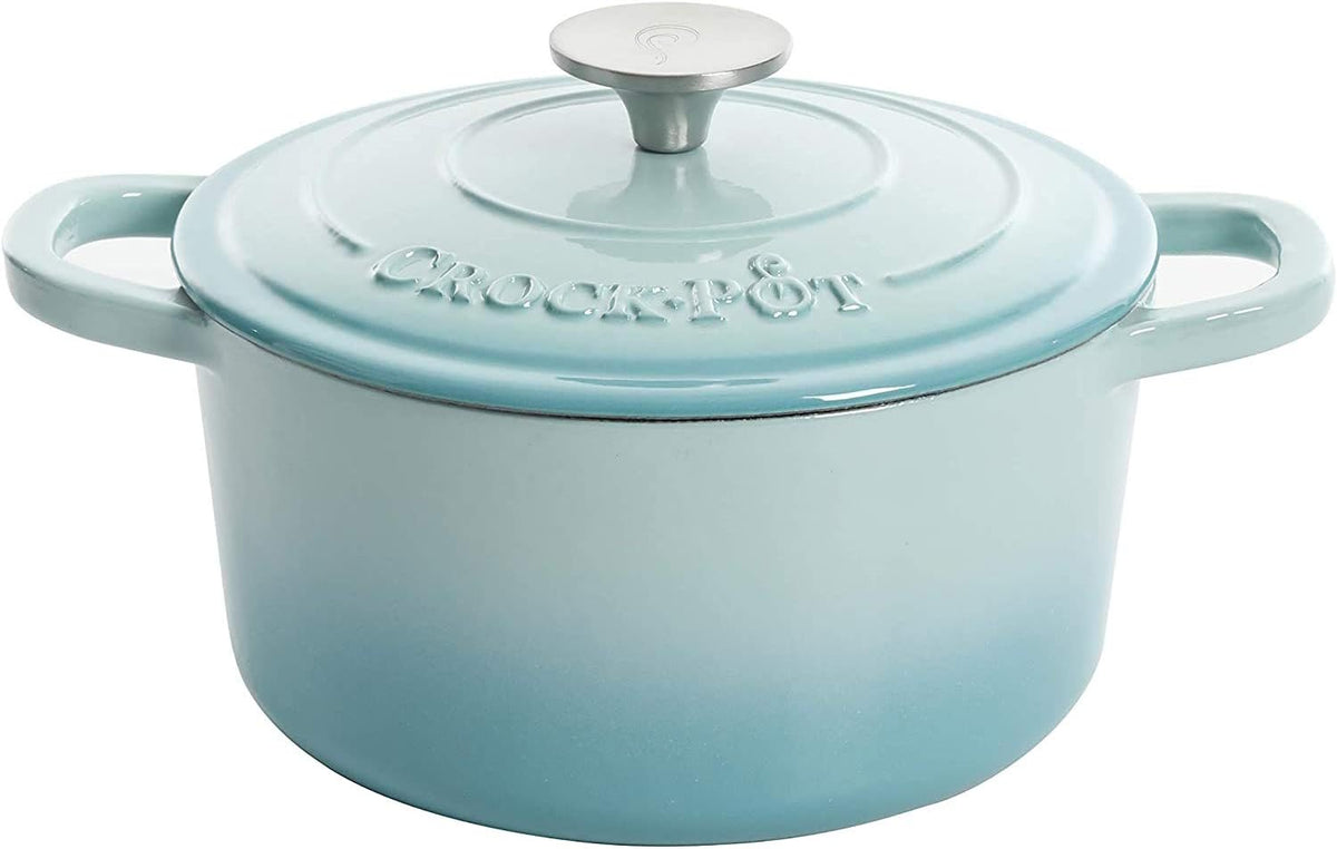 Crock-Pot Artisan Round Enameled Cast Iron Dutch Oven, 5-Quart, Aqua - PuriLite
