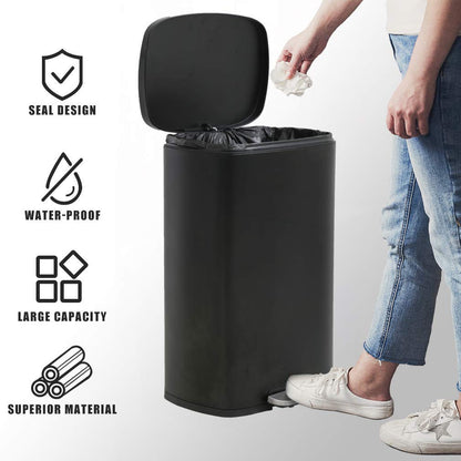 13 Gallon/50 L Garbage Can Kitchen Trash Can with Lid for Office Bedroom Bathroom Step Trash Bin Fingerprint-Proof Brushed Stainless Steel - PuriLite