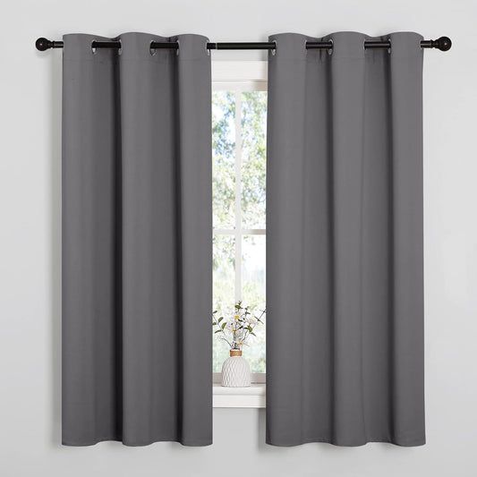 NICETOWN Blackout Curtains 2 Panels for Bedroom- Thermal Insulated Grommet Blackout Curtains 63 Inches Long for Living Room/Kitchen Rideaux occultants (2 Panels, W42 x L63 -Inch,Grey) - PuriLite