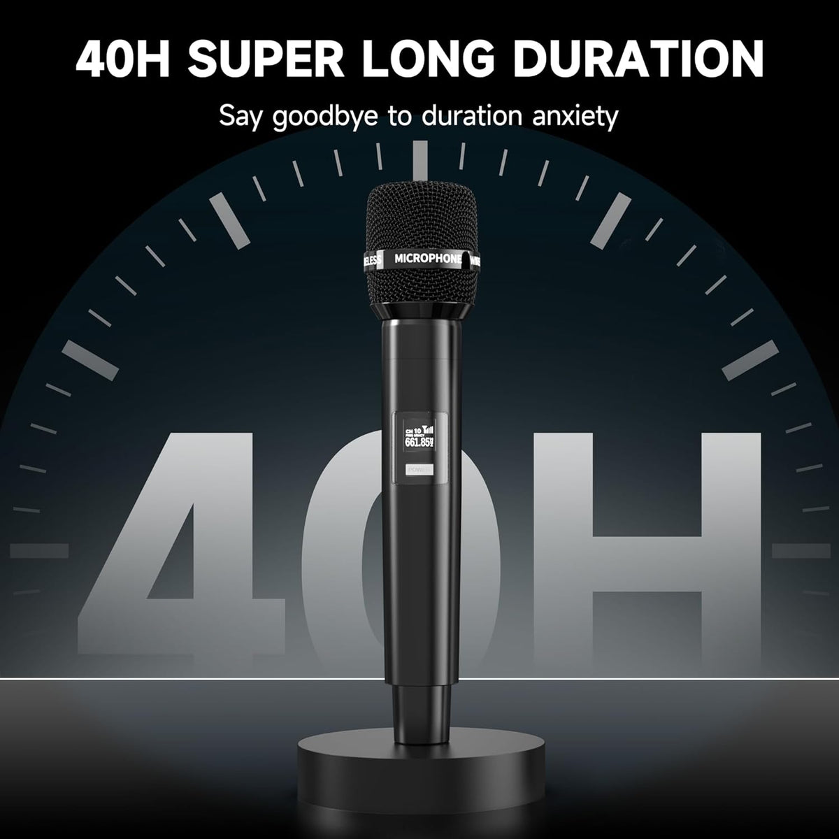 Wireless Microphone, Wireless Mic with One-to-One Chip Connection, 40H Rechargeable Battery, 200FT Range, Plug and Play, Ergonomic Design,Less Latency Microphone for Singing, Speech, Party - PuriLite