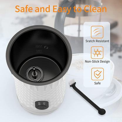 Milk Frother Electric,FLEVO 4 in 1 Automatic Milk Frother,240ml Hot&Cold Milk Foamer,with Temperature Control for Latte,Cappuccinos,Macchiato,Silent Operation - PuriLite