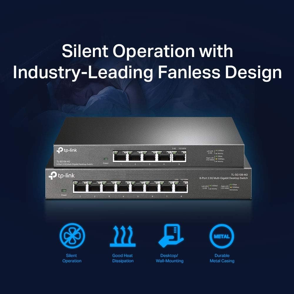 TP-Link TL-SX1008 | 8 Port 10G/Multi-Gig Unmanaged Ethernet Switch | Desktop/Rackmount | Plug & Play | Sturdy Metal Casing | Limited Lifetime Protection | Speed Auto-Negotiation - PuriLite
