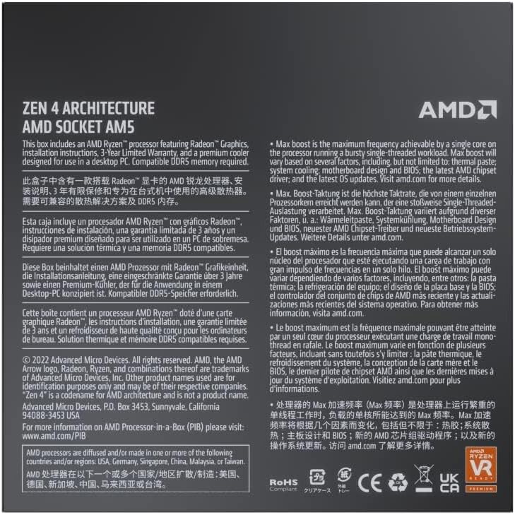 AMD Ryzen™ 7 7700 8-Core, 16-Thread Unlocked Desktop Processor - PuriLite