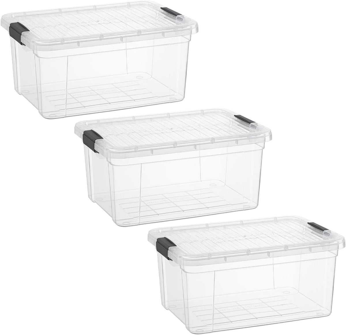 Superio Storage Bins with Lids- 3 Pack, 1.85 Qt Clear Boxes for Organizing, Stackable Plastic Containers- BPA Free, Non-Toxic, Odor Free, Organizer for Home, Office, Dorm - PuriLite
