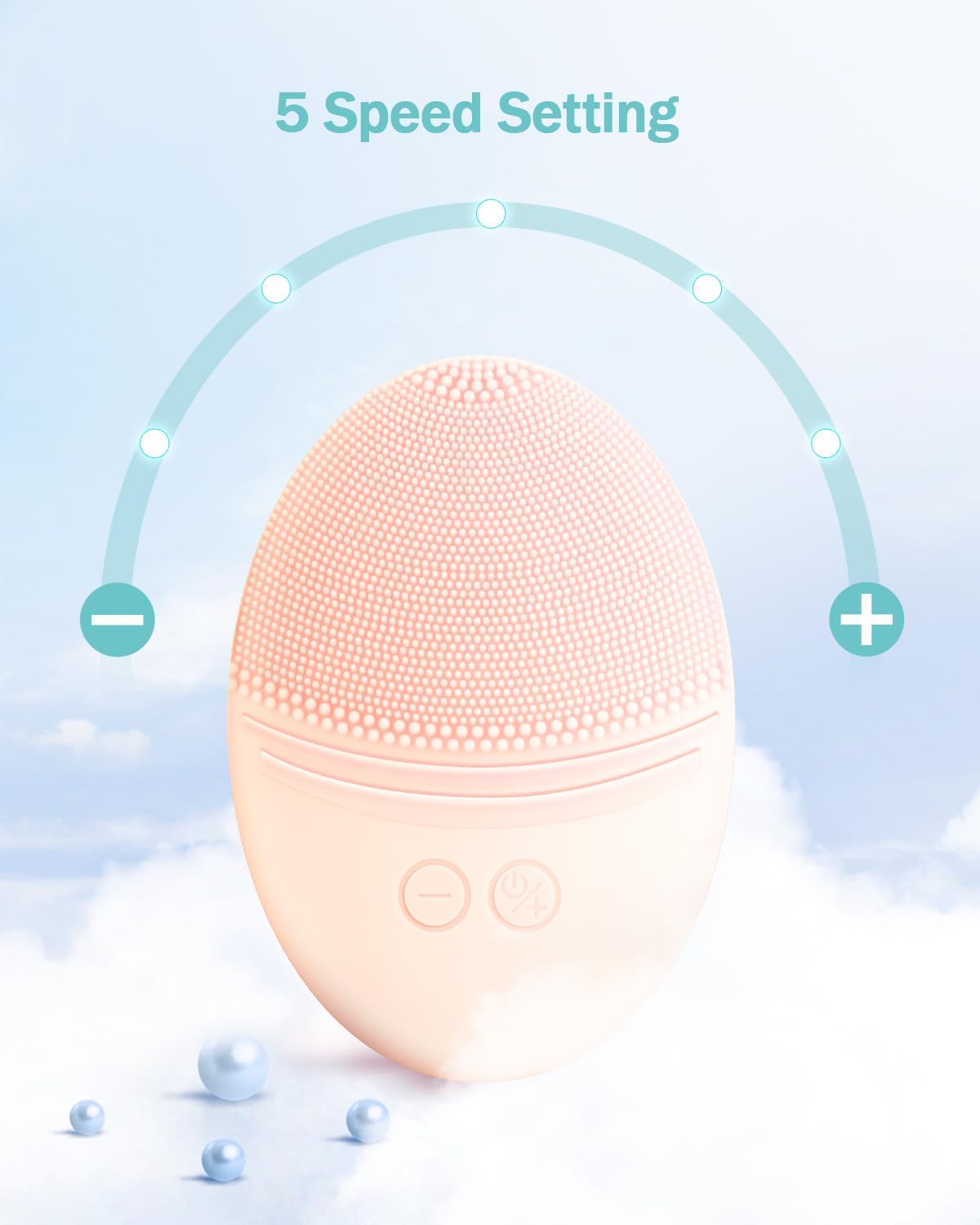 EZBASICS Sonic Facial Cleansing Brush Made with Ultra Hygienic Soft Silicone, Waterproof Sonic Vibrating Face Brush for Deep Cleansing, Gentle Exfoliating and Massaging, Inductive Charging Blue - PuriLite